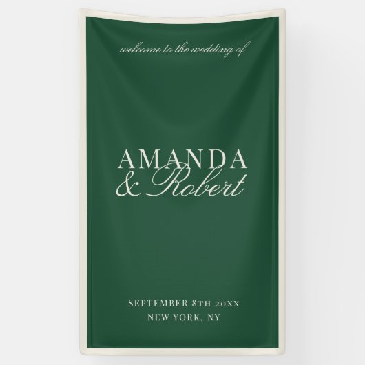 Elegante Groene Klasse Welkom Trouw Spandoek (Verticaal)