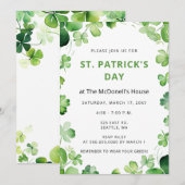 Elegante groene klaver Shamrock St Patricks Day Kaart (Voorkant / Achterkant)