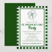 Elegante Groene Klaver St. Patrick's Dag Feest Kaart (Voorkant / Achterkant)