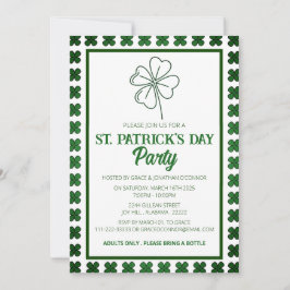 Elegante Groene Klaver St. Patrick's Dag Feest Kaart