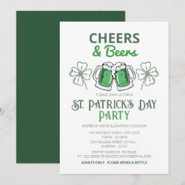 Elegante Groene Klaver St. Patrick's Dag Feest Kaart