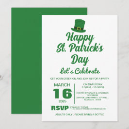 Elegante Groene Klaver St. Patrick's Dag Feest Kaart