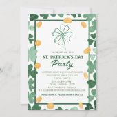 Elegante Groene Klaver St. Patrick's Dag Feest Kaart (Voorkant)