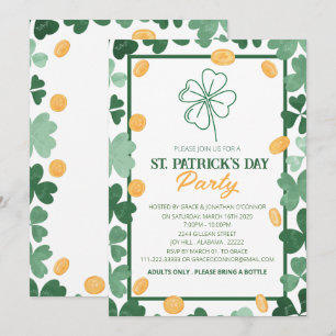 Elegante Groene Klaver St. Patrick's Dag Feest Kaart
