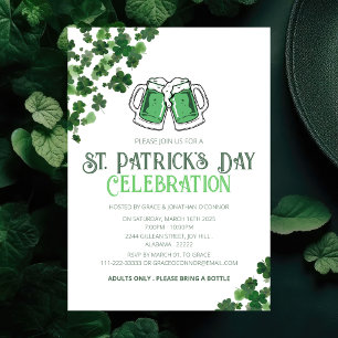 Elegante Groene Klaver St. Patrick's Dag Feest Kaart
