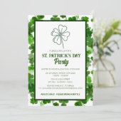 Elegante Groene Klaver St. Patrick's Dag Feest Kaart (Staand voorkant)