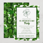 Elegante Groene Klaver St. Patrick's Dag Feest Kaart (Voorkant / Achterkant)