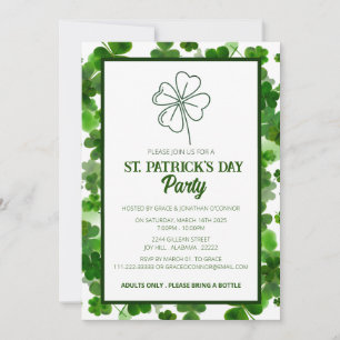 Elegante Groene Klaver St. Patrick's Dag Feest Kaart