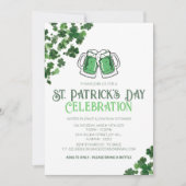 Elegante Groene Klaver St. Patrick's Dag Feest Kaart (Voorkant)