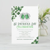 Elegante Groene Klaver St. Patrick's Dag Feest Kaart (Staand voorkant)