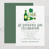 Elegante Groene Klaver St. Patrick's Dag Feest Kaart (Voorkant / Achterkant)