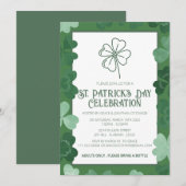 Elegante Groene Klaver St. Patrick's Dag Feest Kaart (Voorkant / Achterkant)