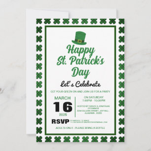 Elegante Groene Klaver St. Patrick's Dag Feest Kaart