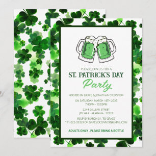 Elegante Groene Klaver St. Patrick's Dag Feest Kaart