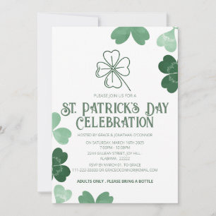 Elegante Groene Klaver St. Patrick's Dag Feest Kaart