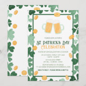 Elegante Groene Klaver St. Patrick's Dag Feest Kaart (Voorkant / Achterkant)