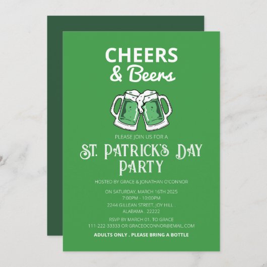 Elegante groene klaver St. Patrick's Day-feest Kaart (Voorkant / Achterkant)