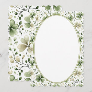 Elegante groene klaverhuwelijksuitnodiging ontwerp kaart