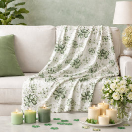 Elegante groene klaverpatroon fleece deken