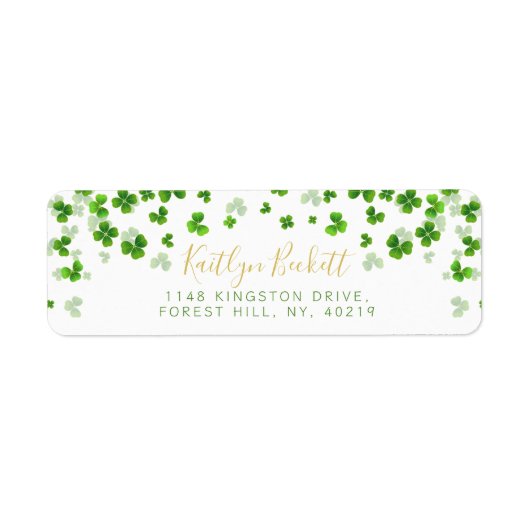 Elegante groene klavers Ierse St. Patrick's Day Etiket (Voorkant)