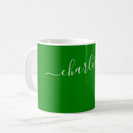Elegante groene kleur moderne naam gepersonaliseer koffiemok