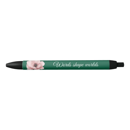Elegante groene kleur pen met roze bloem (Voorkant)