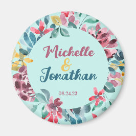 Elegante groene kleurrijke waterverf bloemen bruil magneet