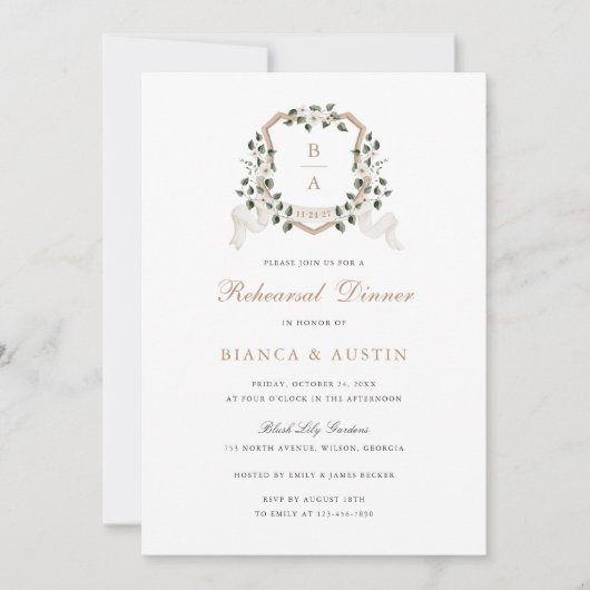 Elegante groene klimop bloemenkroon proefhuwelijks kaart (Voorkant)