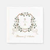 Elegante Groene Klimop Tak Crest Trouw Servet (Voorkant)