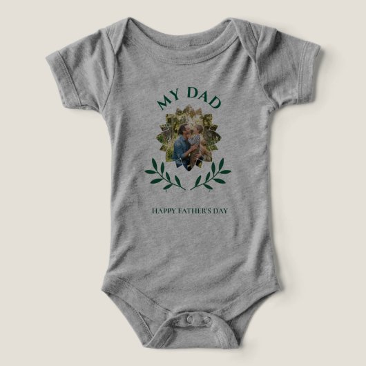 Elegante Groene Klimop Vaderdag Aangepaste Foto (Design voorkant)