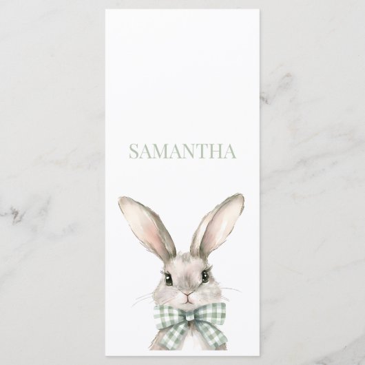 Elegante groene konijn Waterverf Egg Hunt Menu (Achterkant)