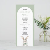 Elegante groene konijn Waterverf Egg Hunt Menu (Staand voorkant)