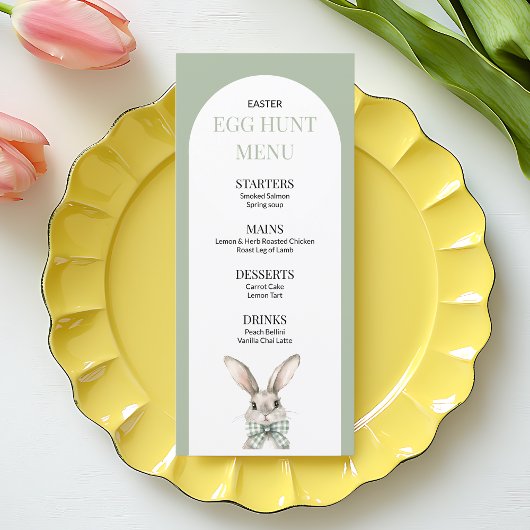Elegante groene konijn Waterverf Egg Hunt Menu