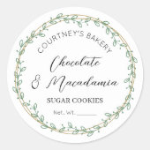 Elegante groene krans bakkerij cupcakes koekjes ronde sticker (Voorkant)