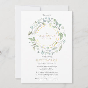 Elegante groene krans goud levensviering kaart