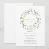 Elegante groene krans gouden levensviering kaart (Voorkant / Achterkant)