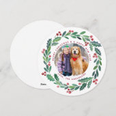 Elegante groene krans Kerst foto rond Feestdagenkaart (Voorkant / Achterkant)