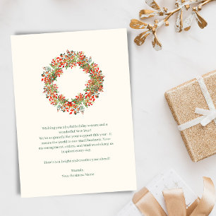 Elegante groene krans Kerstmis Zakelijk Feestdagenkaart