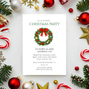 Elegante groene krans met rode boog kerstfeest kaart