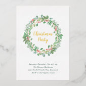 Elegante Groene Krans Rustieke Kerstfeestviering Folie Uitnodiging (Voorkant)