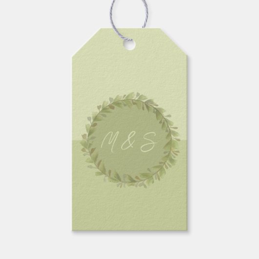 Elegante groene krans Waterverf gepersonaliseerd Cadeaulabel (Voorkant)