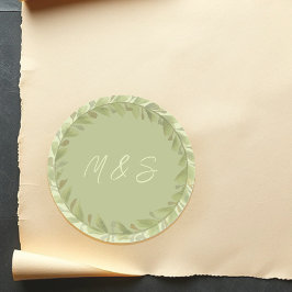 Elegante groene krans Waterverf gepersonaliseerd Ronde Sticker