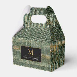 Elegante groene kwast met goud en zwart bedankdoosjes