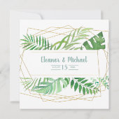 Elegante groene lente of zomer tuin bruiloft kaart (Achterkant)