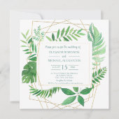 Elegante groene lente of zomer tuin bruiloft kaart (Voorkant)