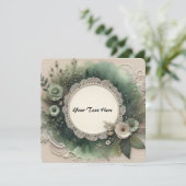 Elegante groene lijst met bloemen in bosstijl kaart (Staand voorkant)