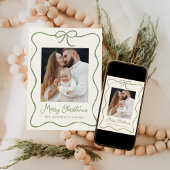 Elegante groene lint boog 2 foto vakantie Kaart