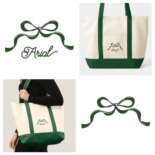 Elegante groene lintboog tote bag