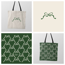 Elegante groene lintboog tote bag