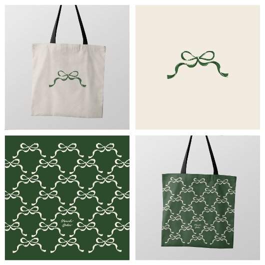 Elegante groene lintboog tote bag
